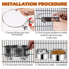 ShineMe stainless steel dog bowls 2-pack durable and rust-resistant for crates