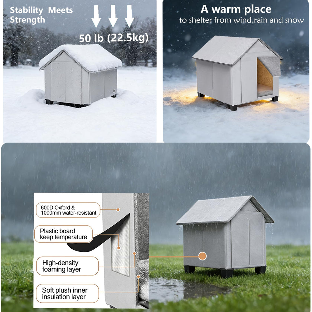 SHINEBBYS Outdoor Dog House elevated legs keep bedding dry and moisture away.
