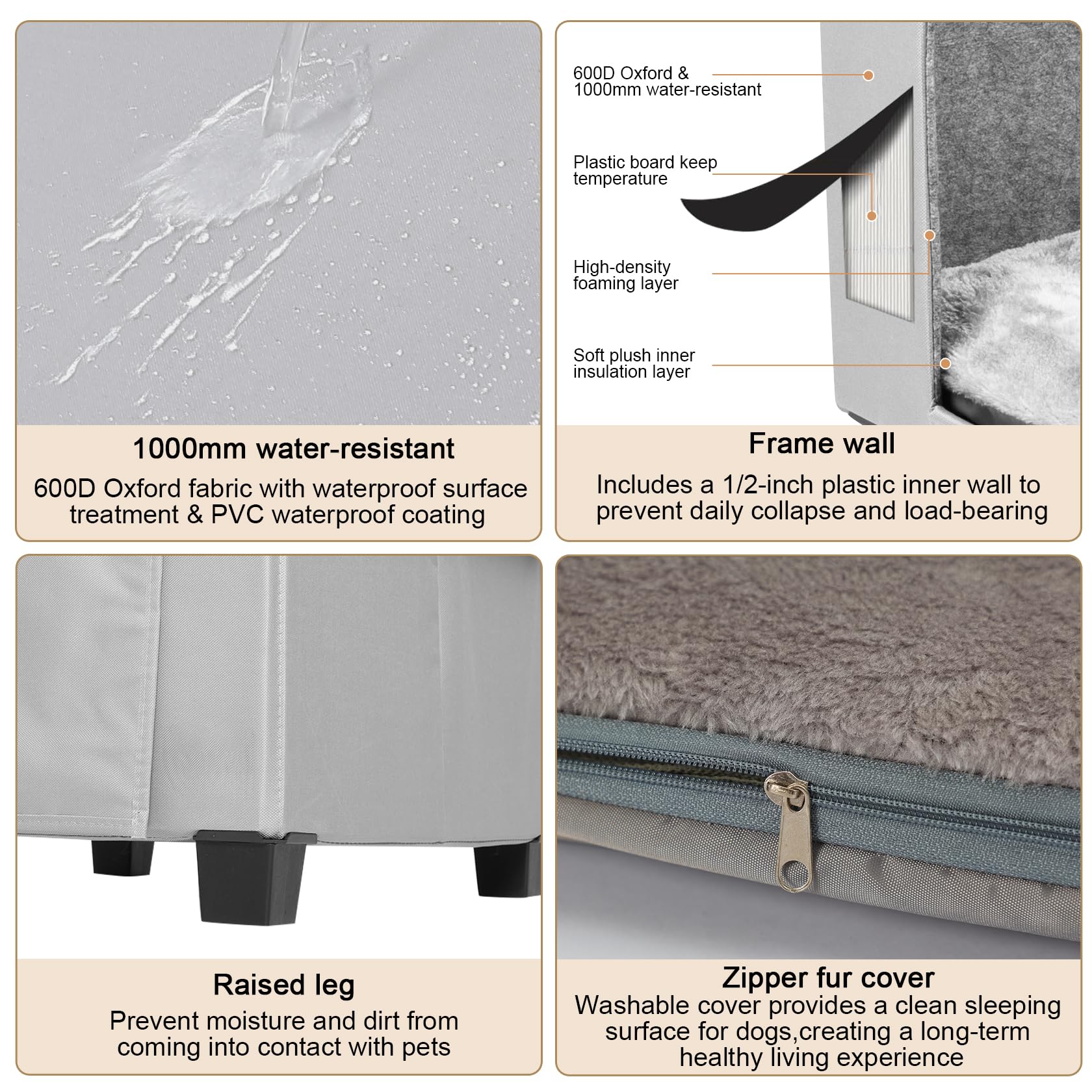 SHINEBBYS Foldable design dog house enables quick setup and easy storage.