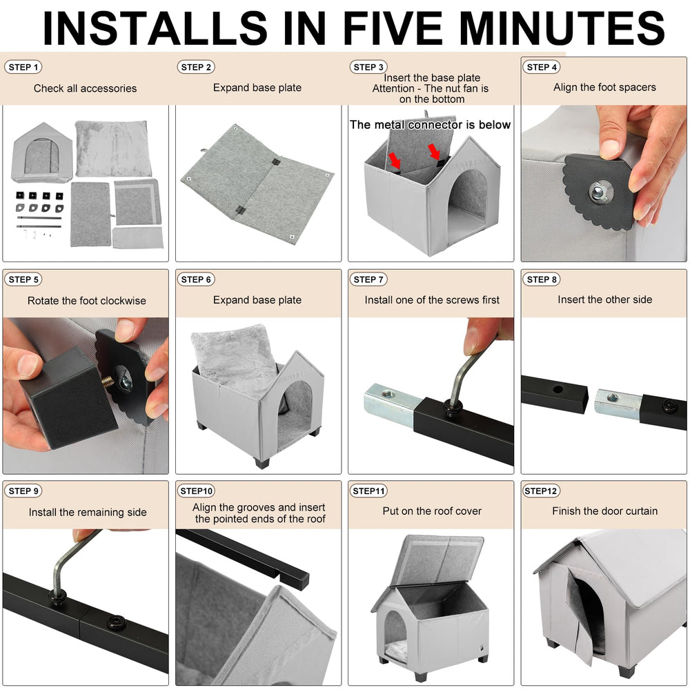 SHINEBBYS Outdoor Dog House waterproof fabric resists rain and UV for durability.