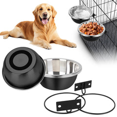 ShineMe dog kennel bowls set-2 heavy-duty metal bowls for durable feeding