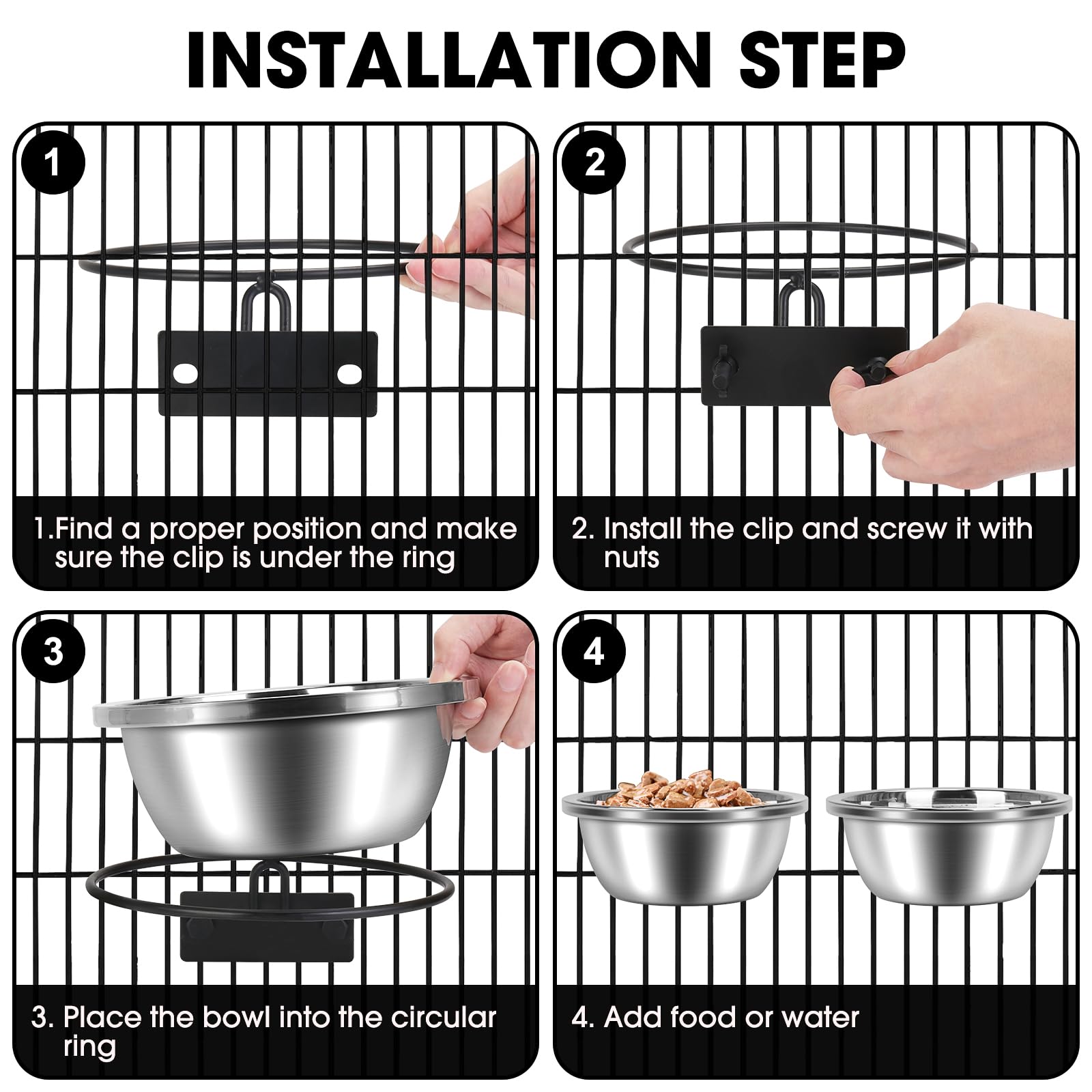 ShineMe hanging dog bowl with bracket installs securely