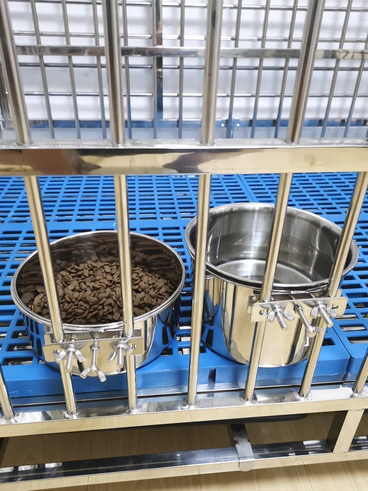 ShineMe easy-install stainless steel bowls for kennels and cages.