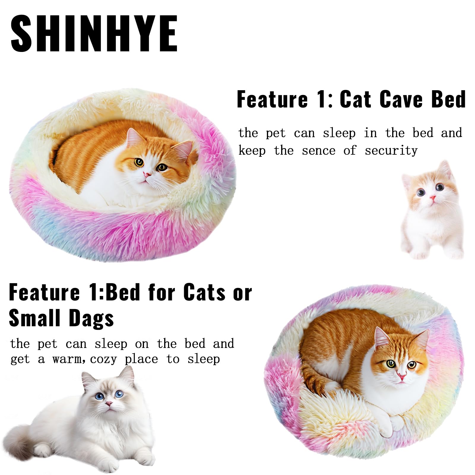 ShinHye cat bed dimension 20 inch shows size option for cats and small dogs.