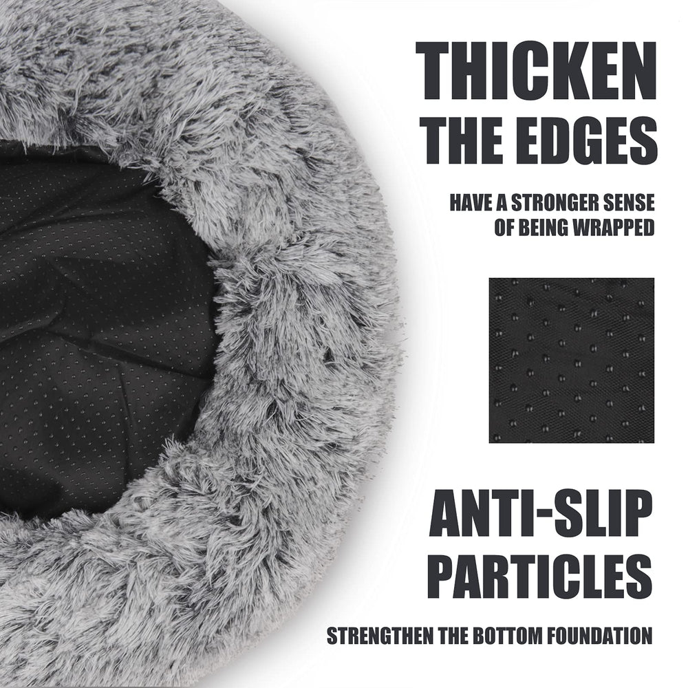 Shinhye cat bed round hooded cave grey color blends with home decor and calm vibe