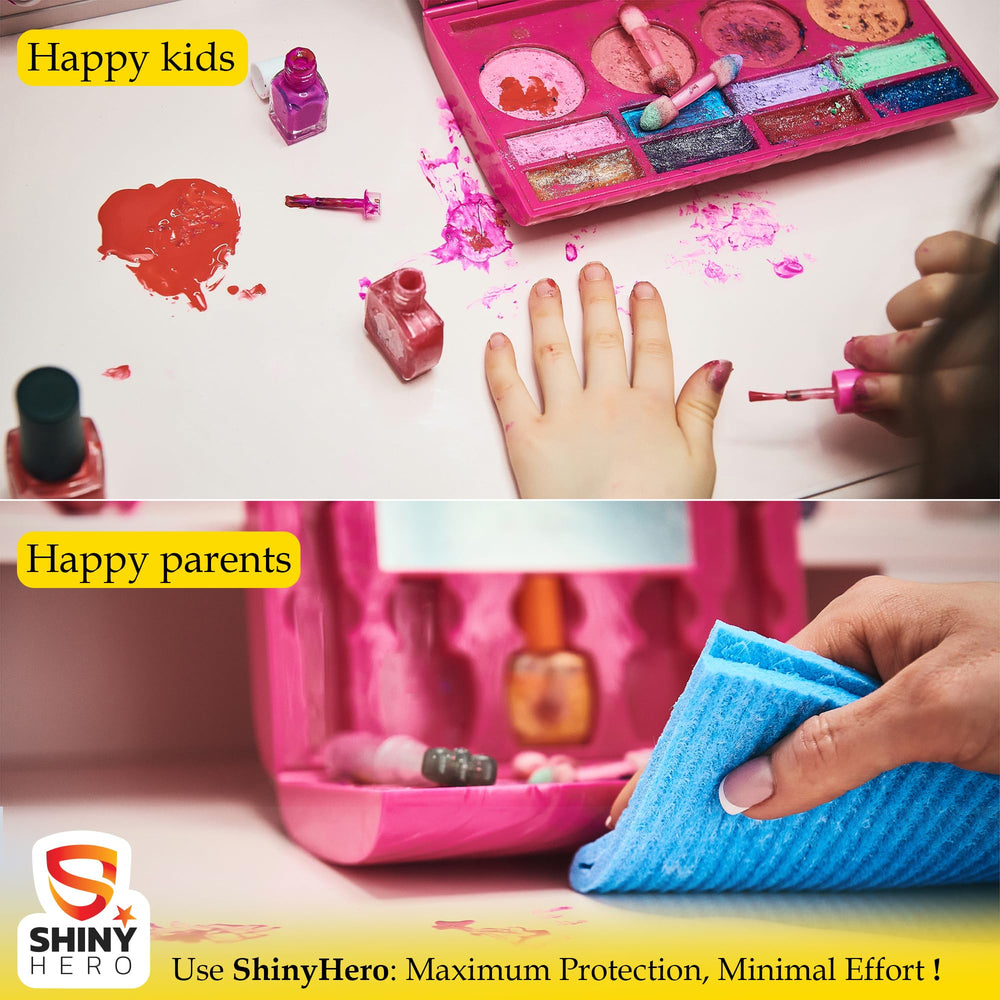 Shiny Hero easy removal no-residue sheet preserves finishes when removed.