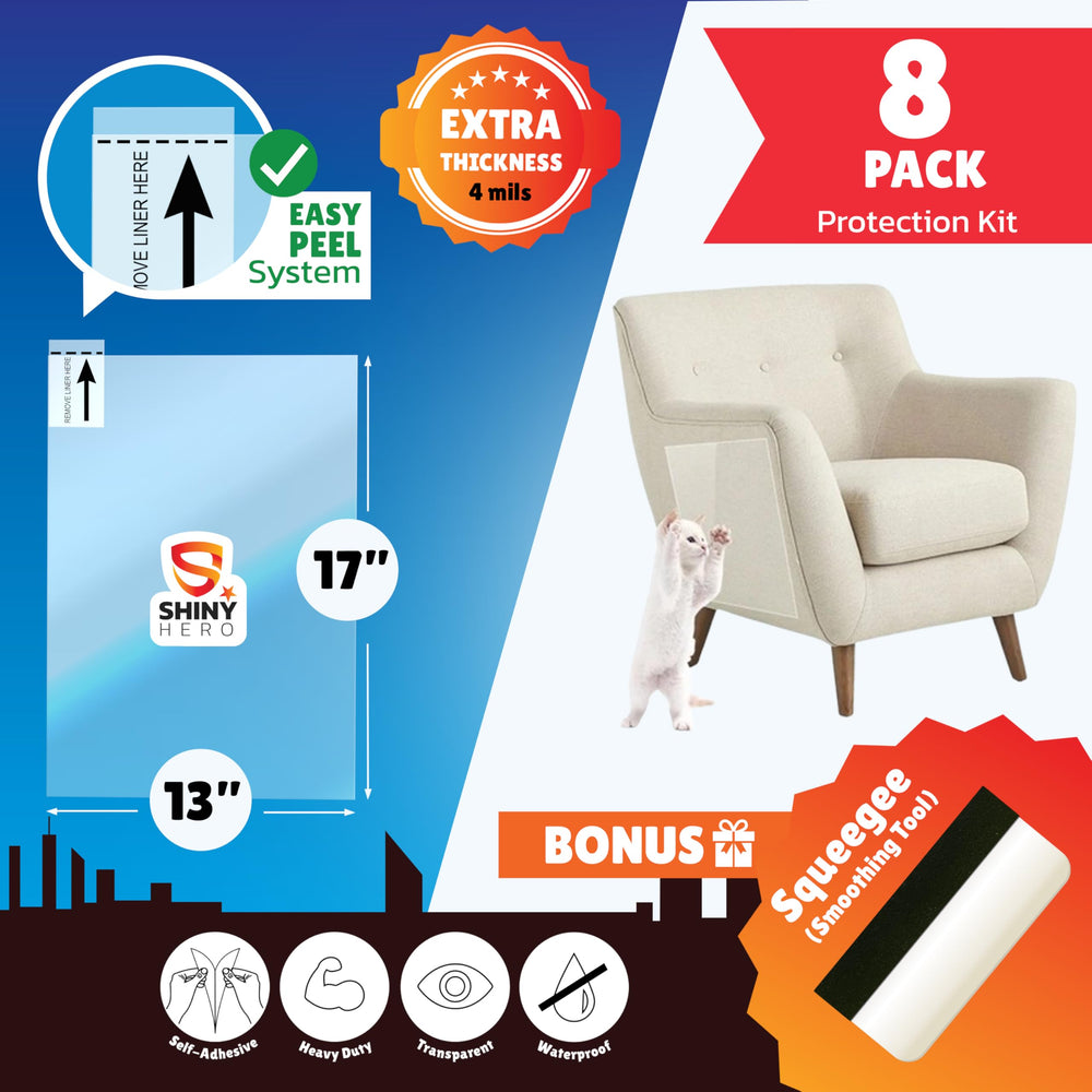 Shiny Hero self-adhesive wall shield grips smooth surfaces for quick protection.