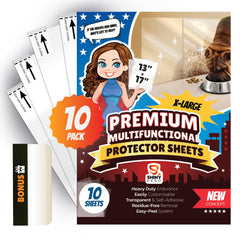 Shiny Hero wall protector clear sheet provides discreet protection from pet scratches.