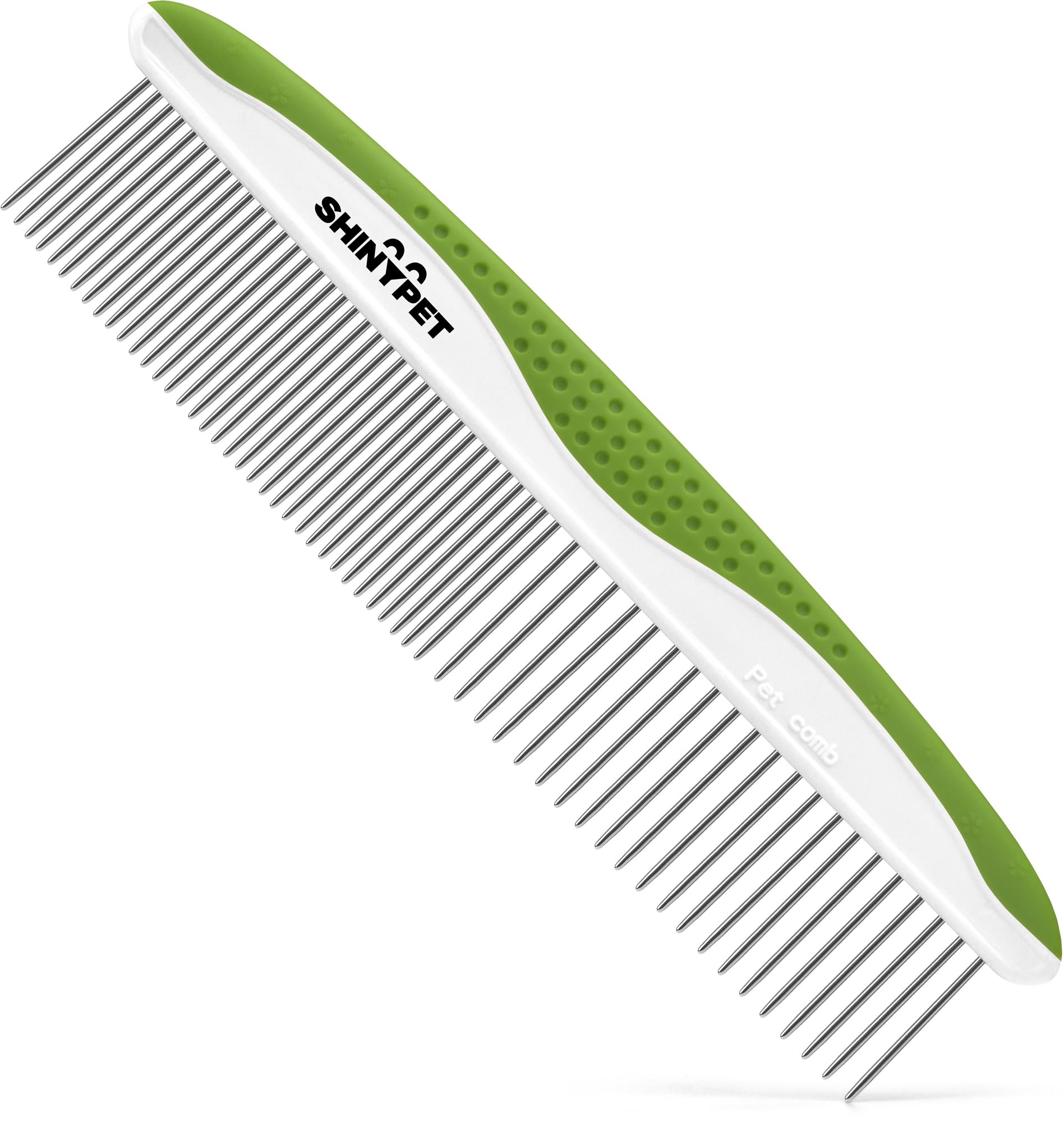 SHINY PET dog-cat comb teeth close-up highlighting rounded tips for safe detangling