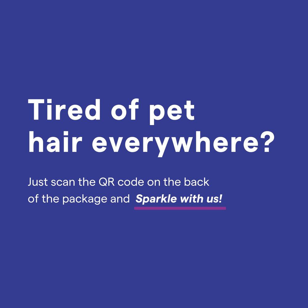 SHINY PET product in fur care scene showing dirt and loose hair removal