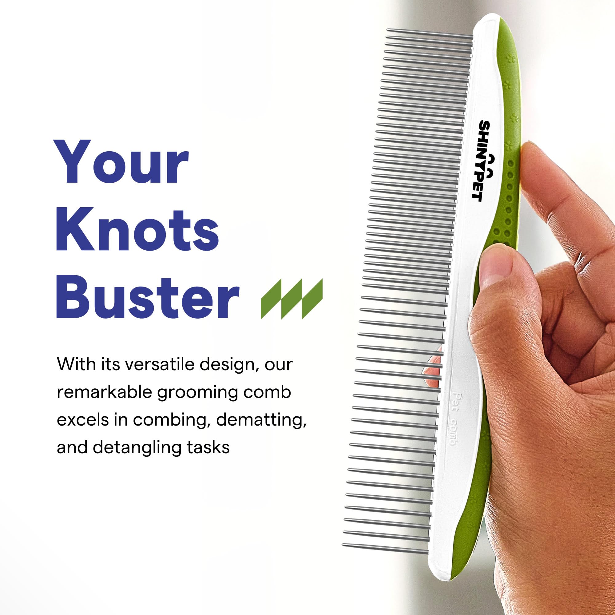 SHINY PET ergonomic non-slip handle ensures comfortable grooming sessions for pets