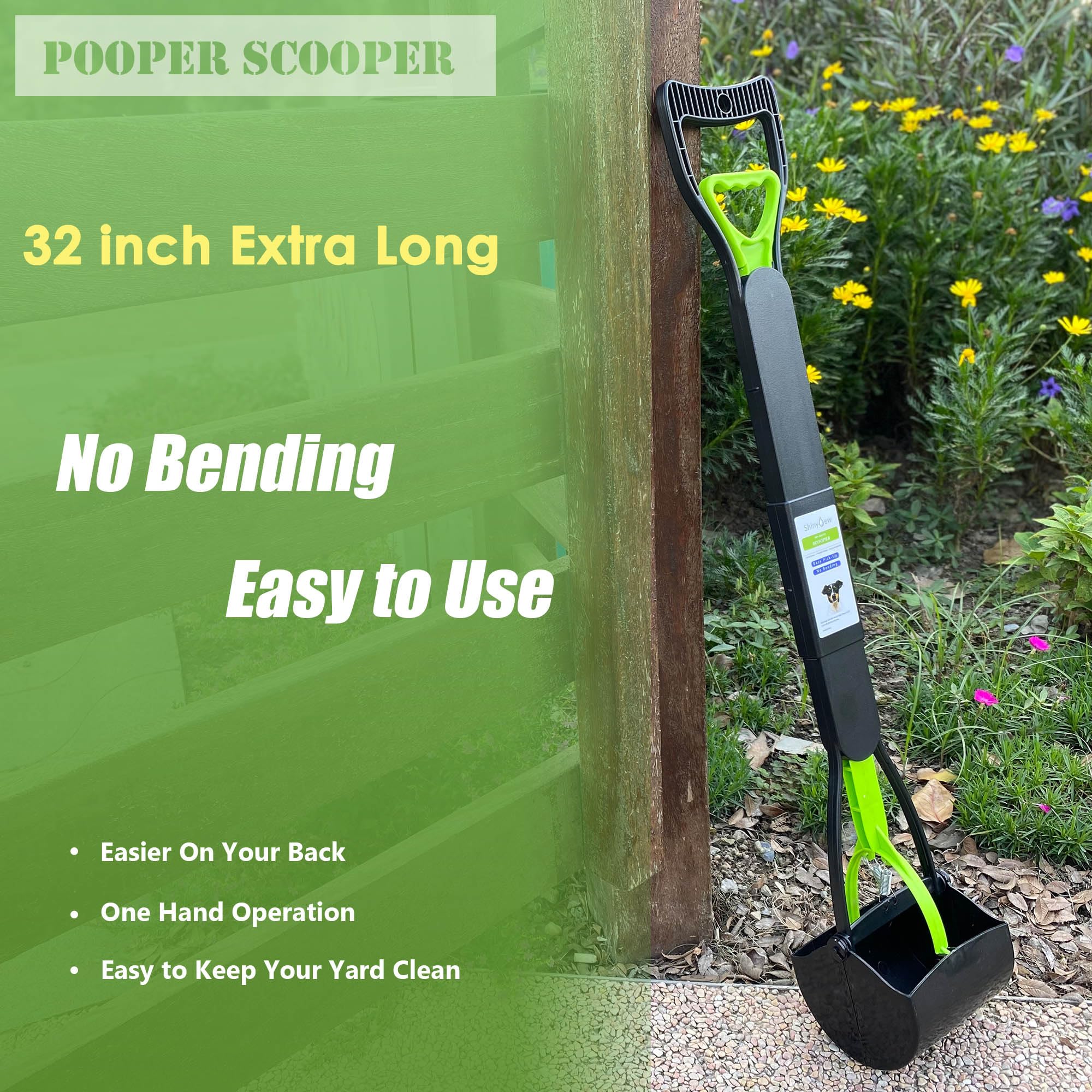 ShinyDew foldable pooper scooper stores compactly after use.