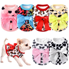 Shinylin leopard-pattern dog sweater from the 6-piece set provides cozy warmth for teacup breeds