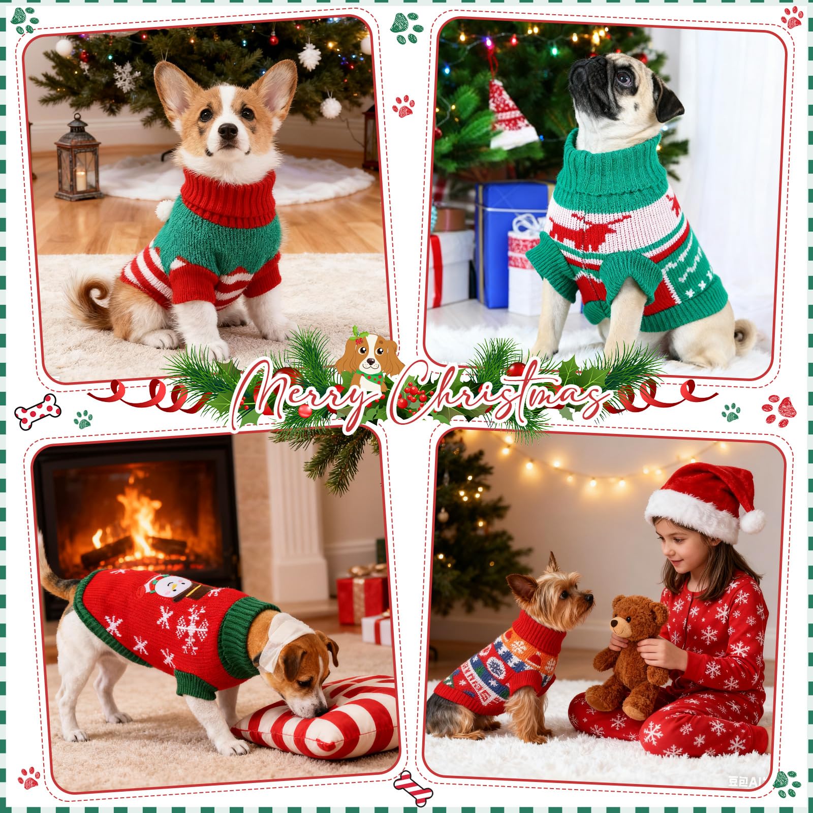 Shinylin dog Christmas sweater reindeer motif delivers cute holiday vibes and warmth.