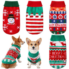 Shinylin dog Christmas sweater snowman pattern keeps pets festive and warm during winter outings.