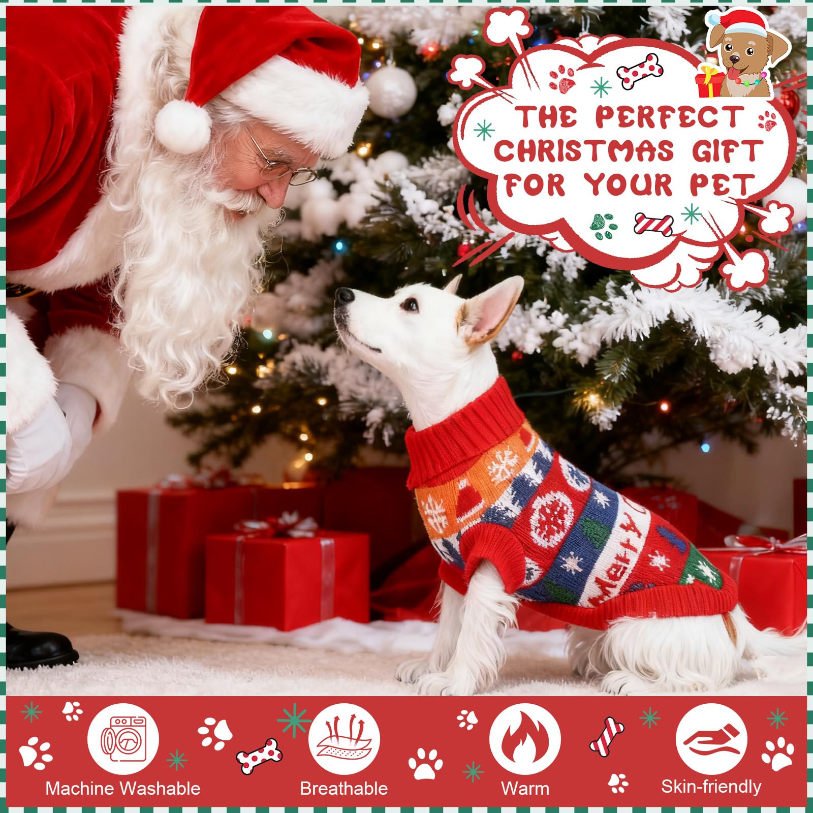 Shinylin dog Christmas sweater versatile wear for daily use and holiday occasions.