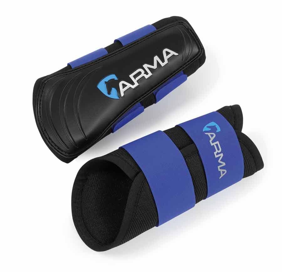 Shires ARMA Air Motion Brushing Boots Royal Small Pony strap close-up showing ergonomic lightweight mobility