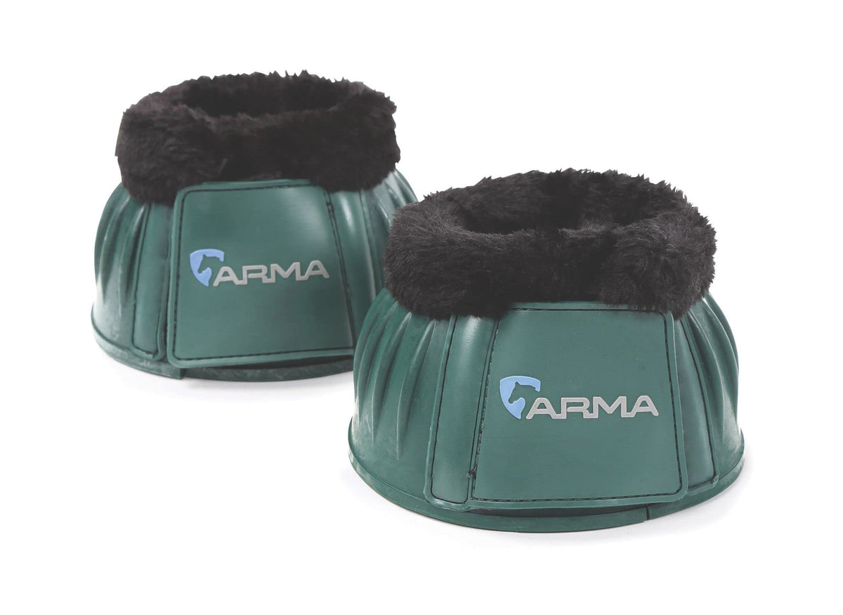 Shires ARMA fleece-trim bell boot in green delivers protective comfort during turnout.
