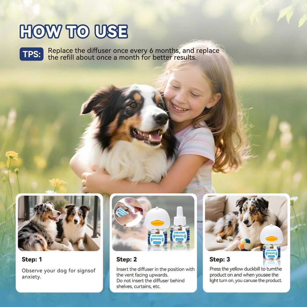 SHIUMORE dog calming diffuser in living room illustrating wide coverage up to 700 sq ft