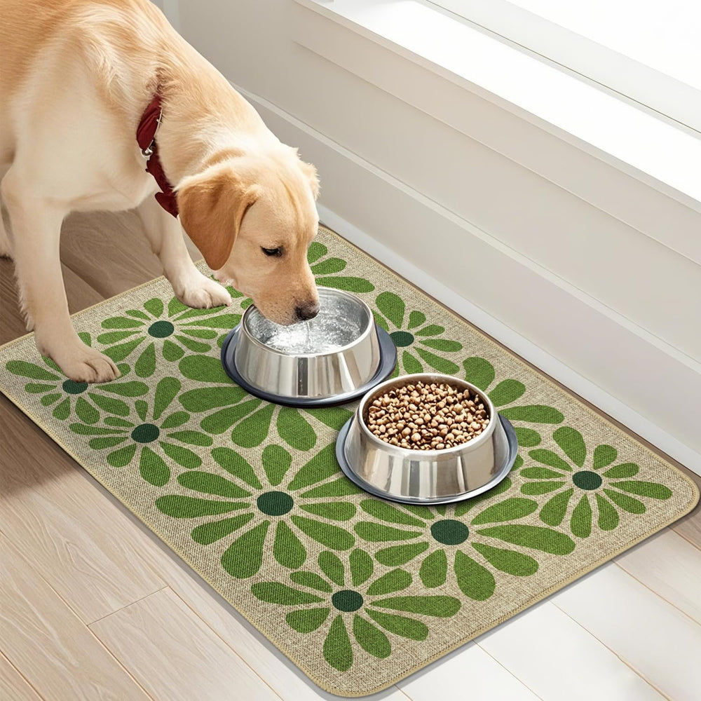 SHIYUE dog food mat 16x24 size fits standard bowls.