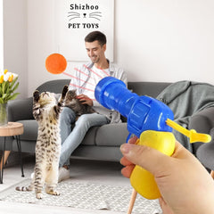 Shizhoo cat ball launcher toy interaction — engaging playtime for training and bonding.