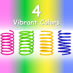 Shizhoo cat spring toy in action swatting and chasing colorful coils
