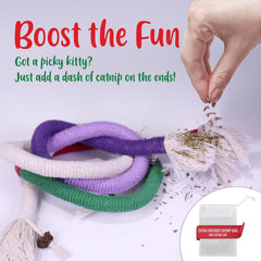 Shizhoo cat toy with cotton tassels demonstrates durable, safe play during energetic sessions.