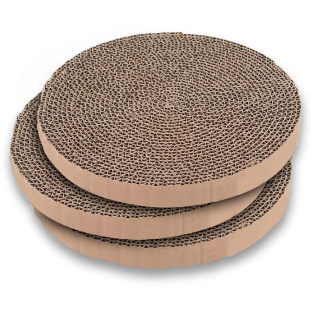 Shizhoo Scratch and Spin pad pack closeup shows durable corrugated cardboard for scratching.