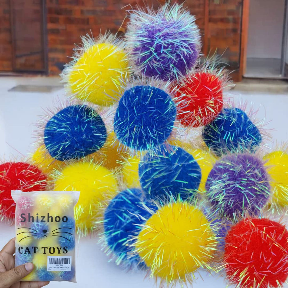 Shizhoo sparkle pom poms cat toy; interactive play and exercise