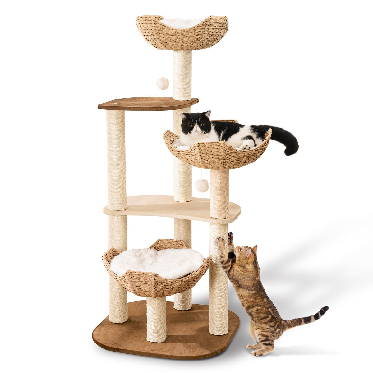 SHODMI big modern cat tree tower with white cloud mat for comfortable lounging