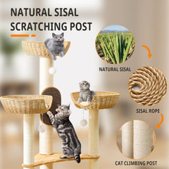 SHODMI cat tree with 1 scratching board demonstrates furniture protection and interactive play.