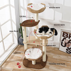 SHODMI five-level cat tree with flower baskets for multi-cat homes