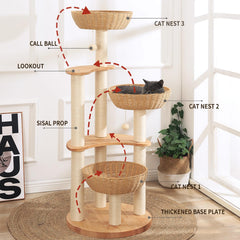 SHODMI cat tree multi-level design supports climbing and lounging.