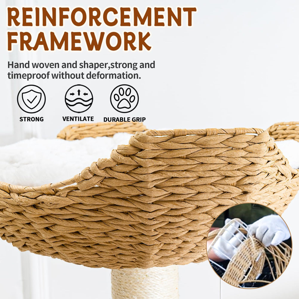 SHODMI sturdy wooden-base cat tree ensures stable climbing