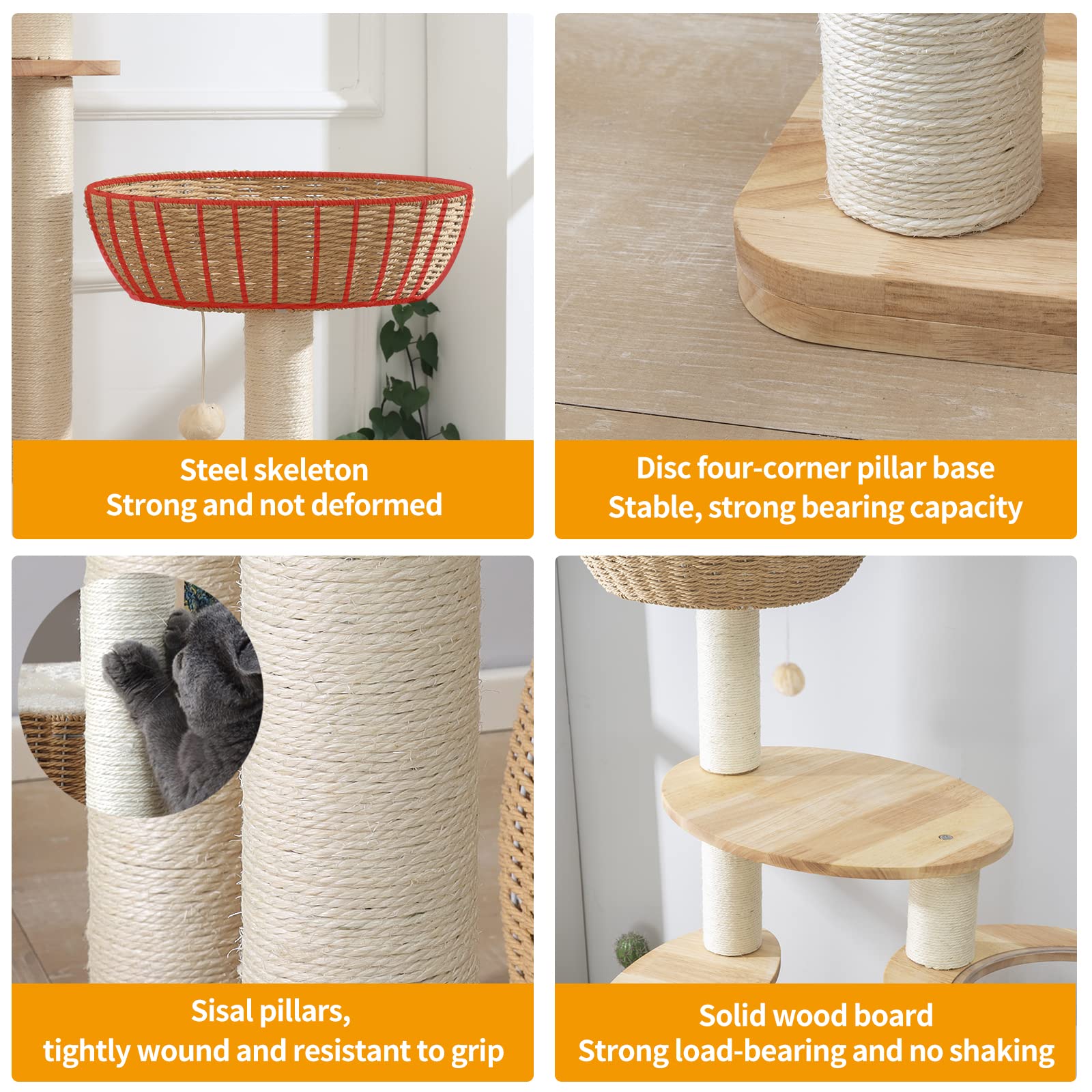 SHODMI sisal posts close-up show durable scratching surfaces protecting furniture.