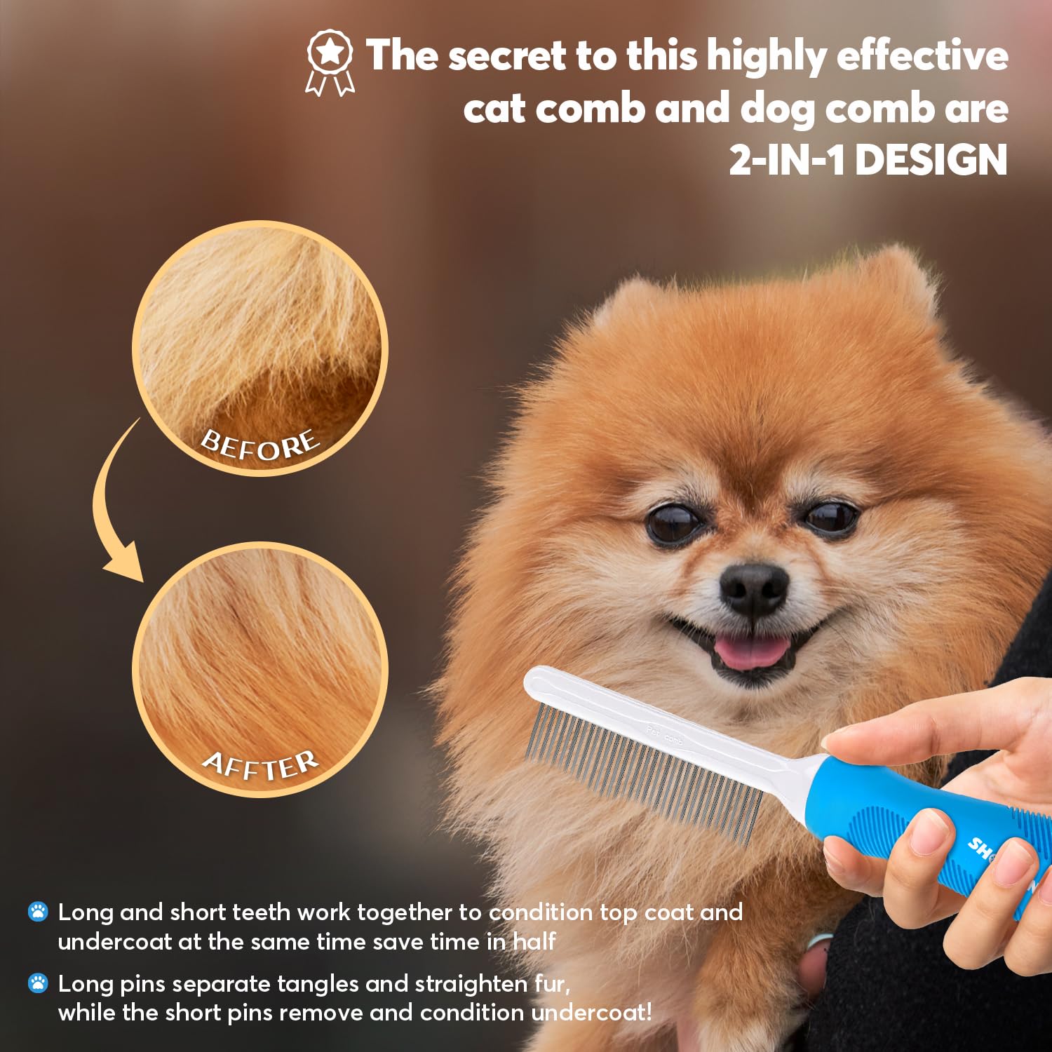 Shopping GD anti-slip-handle pet-comb provides comfortable grooming control