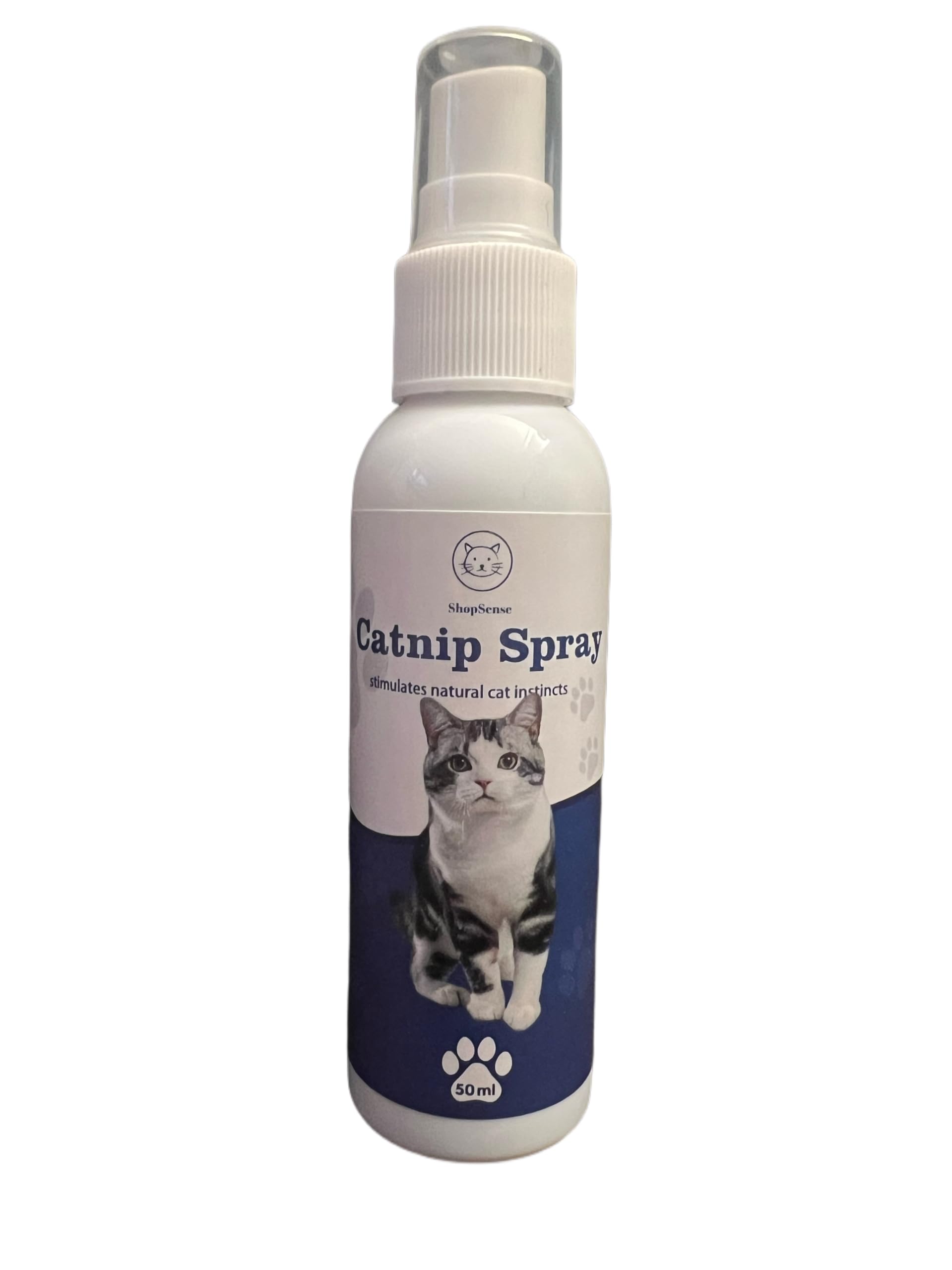 ShopSense Premium Catnip Spray bottle closeup for interactive play with natural catnip