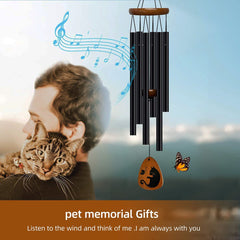 SHOW-YA Cat Memorial Wind Chimes deck-hanging setup creates peaceful outdoor ambiance.