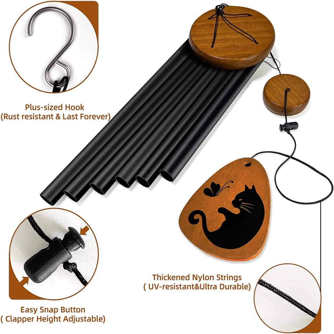 SHOW-YA Cat Memorial Wind Chimes paw-bead detail symbolizes memory of a pet.