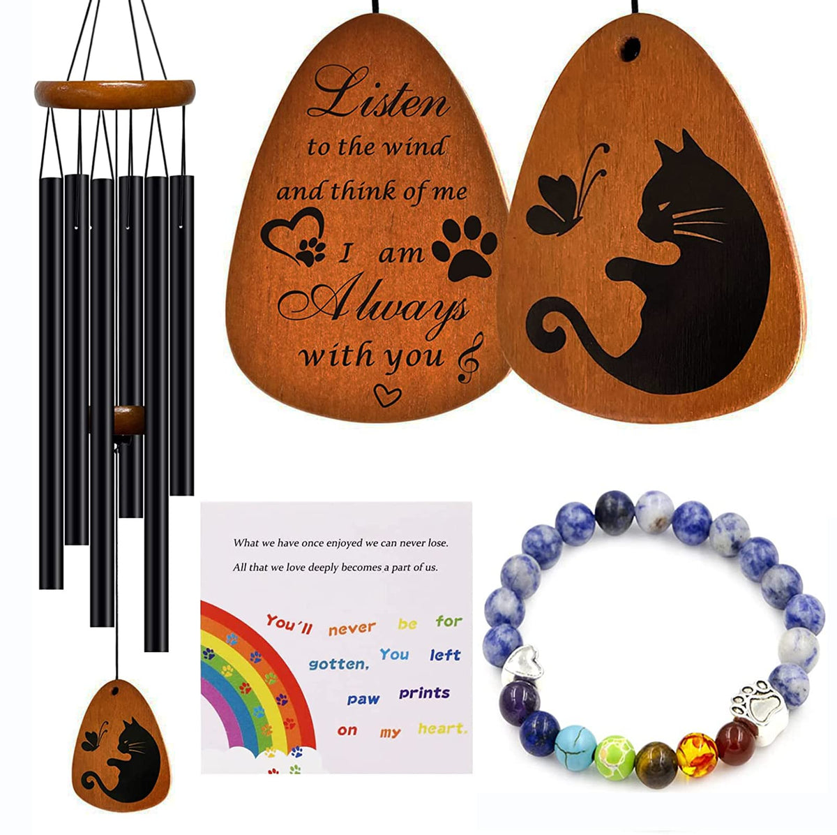 SHOW-YA Cat Memorial Wind Chimes porch display promotes gentle remembrance.