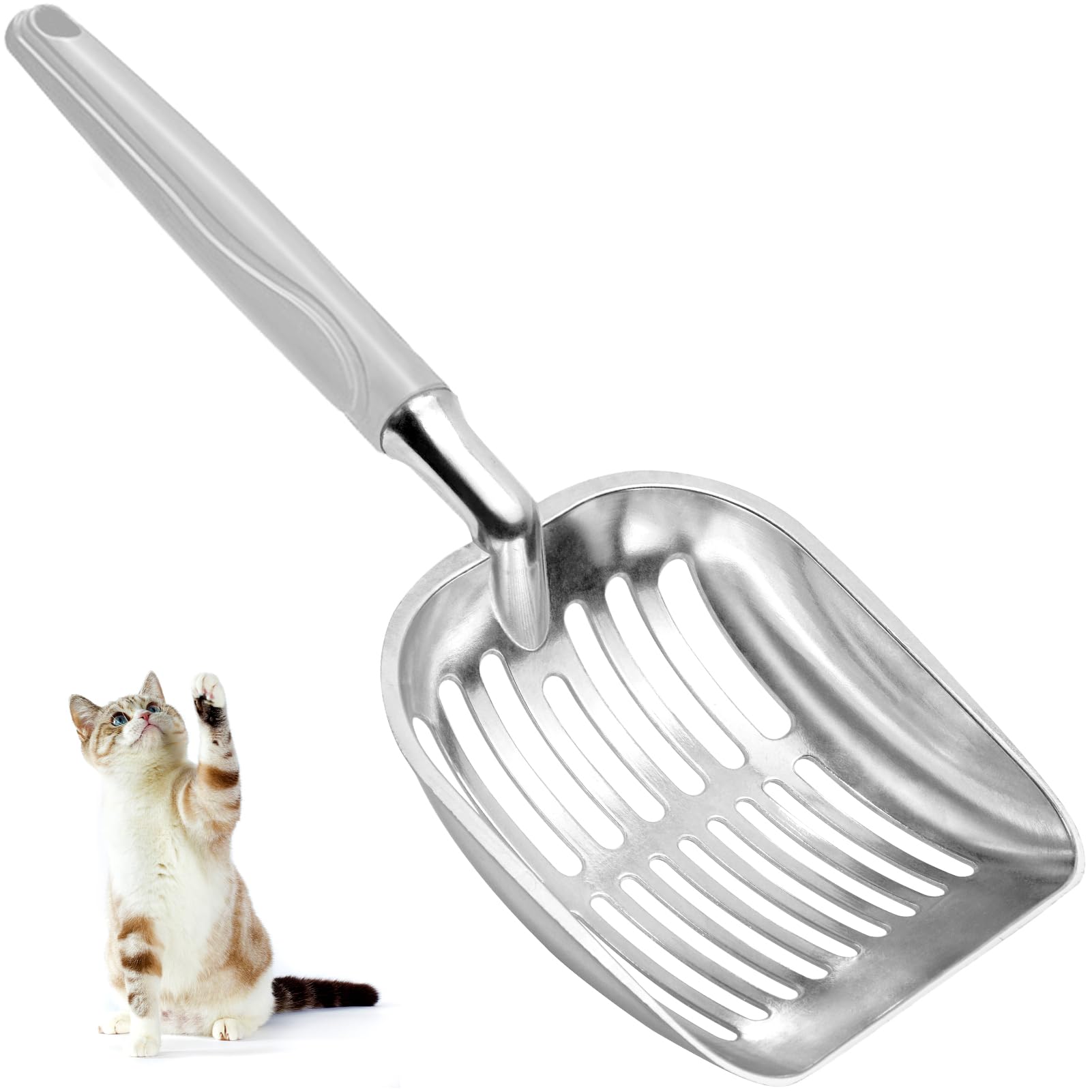 Showvigor cat litter scoop with deep-mesh design for easy waste separation.