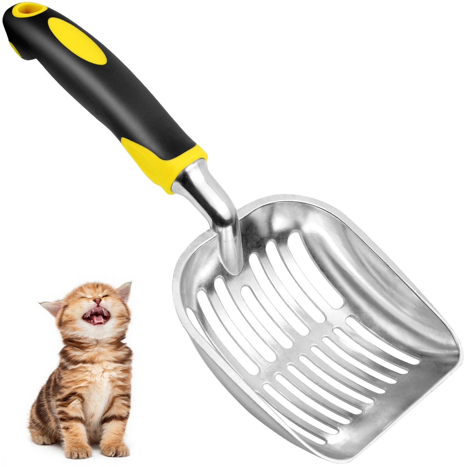 Showvigor cat litter scoop yellow deep mesh for efficient waste separation