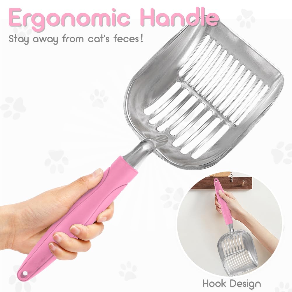 Showvigor litter scoop's ergonomic plastic handle enables comfortable use.