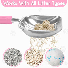 Showvigor aluminum alloy scoop fits deep boxes for easy scooping.