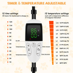 ShuRung heated bed timer controller closeup demonstrates adjustable temperature and auto-off.