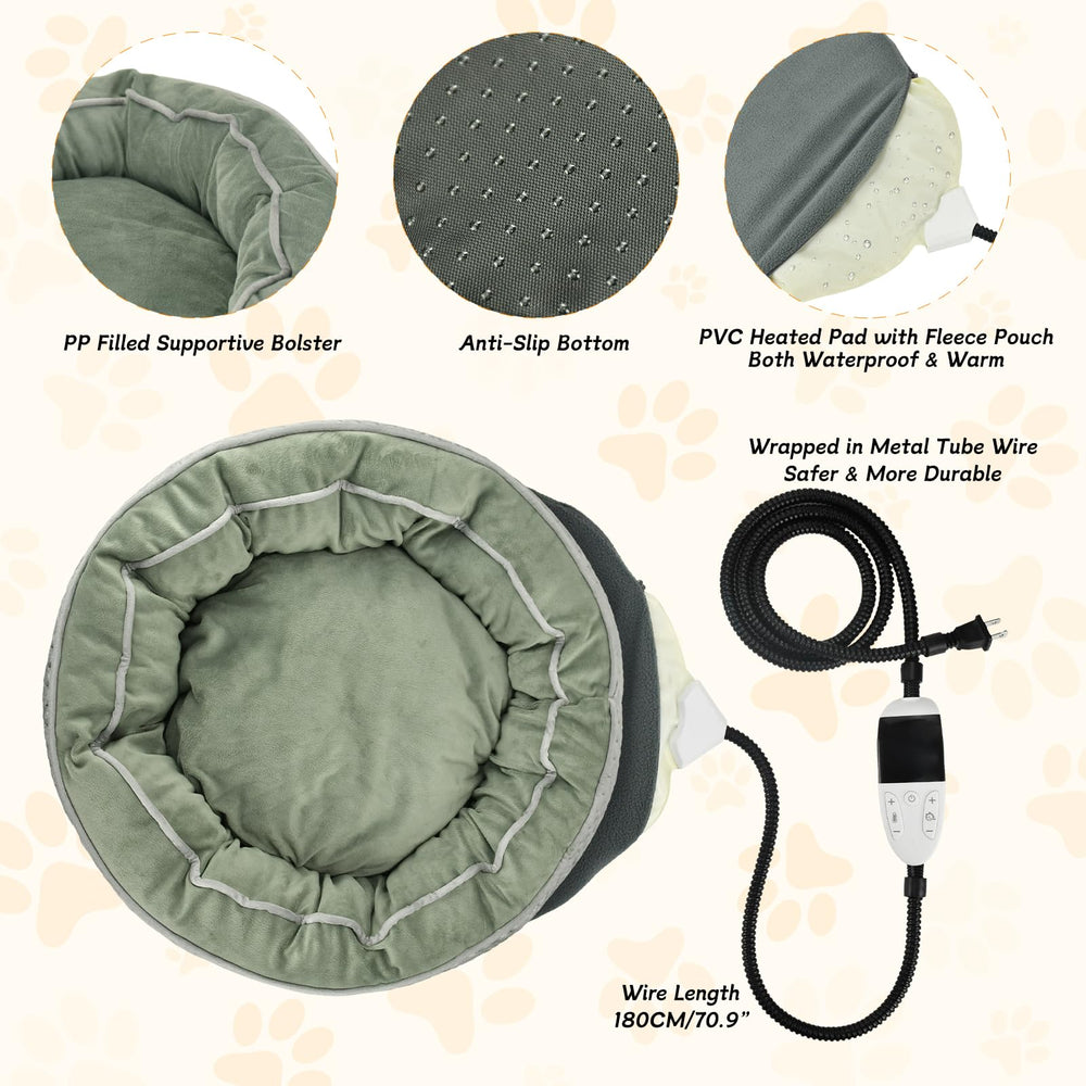 ShuRung heated bed washable cover gray shows detachable fleece and hassle-free cleaning.