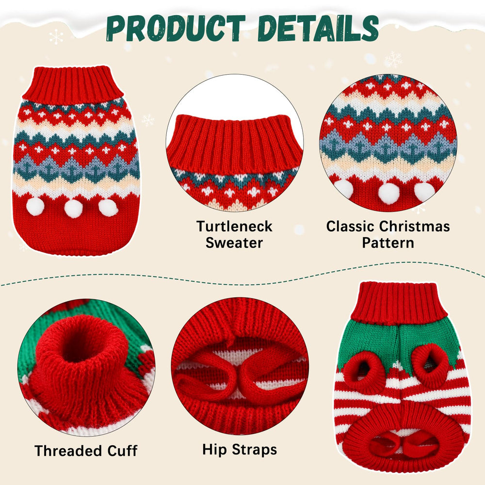 ShuRung puppy Christmas sweater holly front view highlights bright holiday style and snug fit