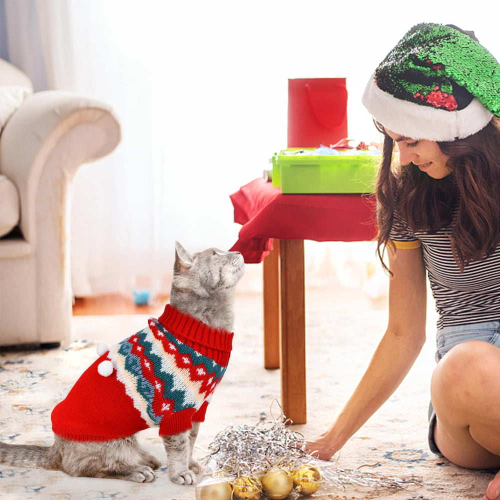 ShuRung puppy Christmas sweater holly front highlights cozy warmth for walks