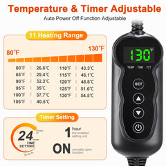 SHU UFANRO pet heating pad control panel close-up for easy temperature adjustments.