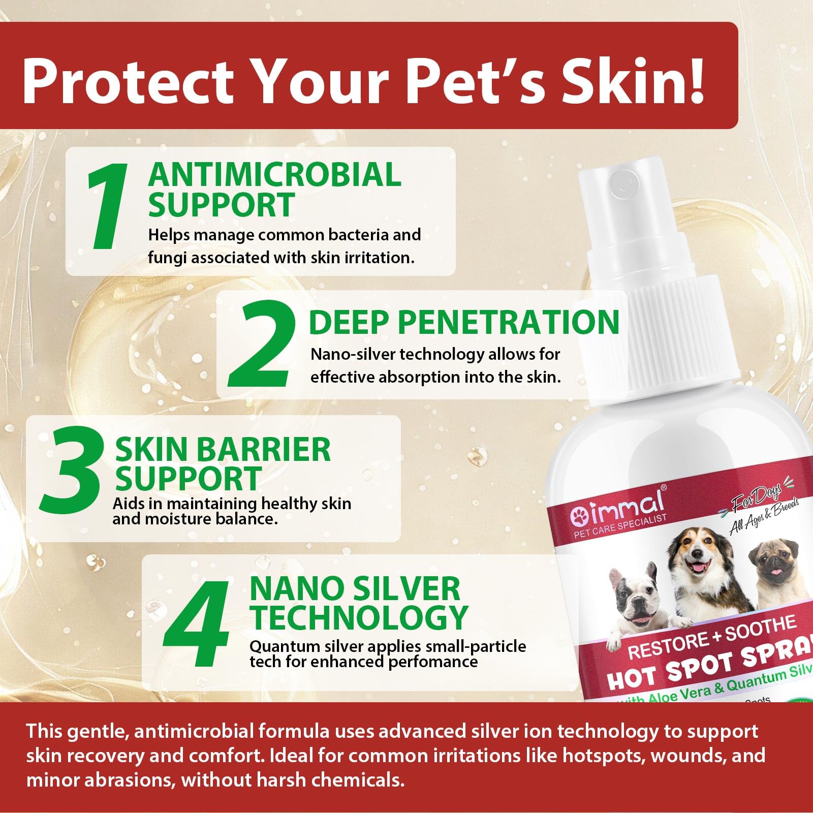 Shuangjia dog paw being treated with spray after a walk.